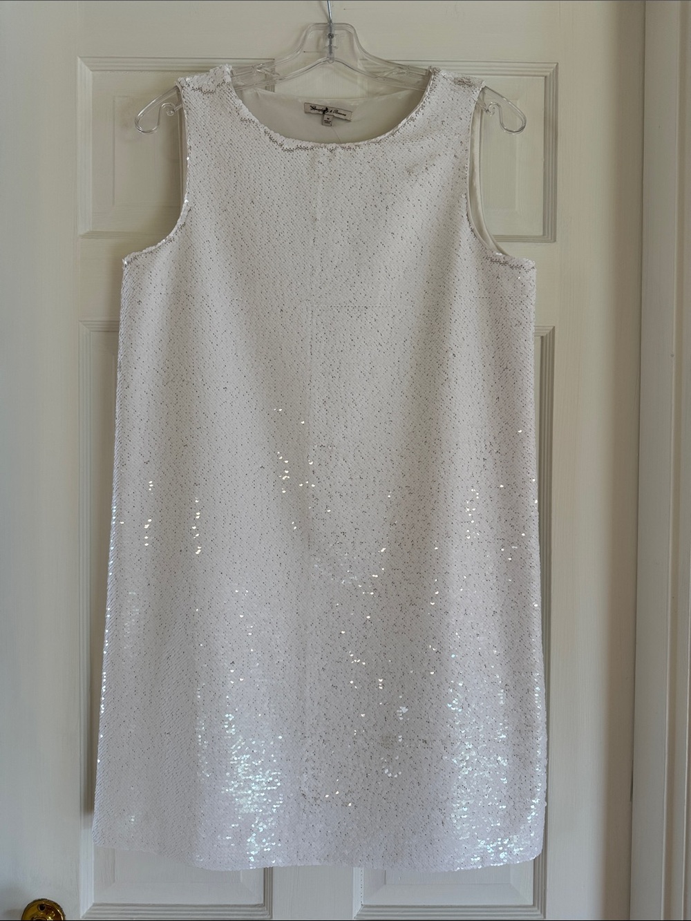 Sleeveless White Sequin Mini Dress
